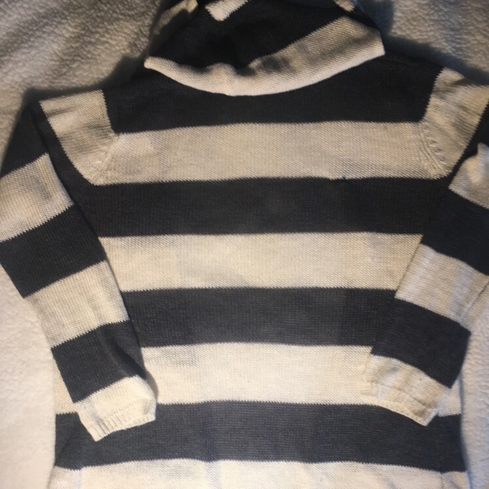 hoodie striped white/navy blue cardigan - Picture 2 of 4